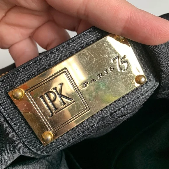JPK Paris 75 Nylon Shoulder Bag Purse Black Gold Hardware - Picture 8 of 12